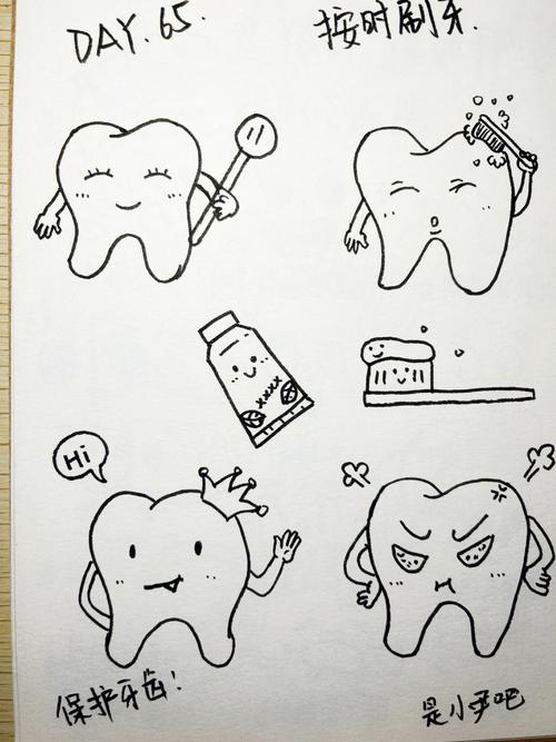 保护牙齿手绘画 保护牙齿绘画